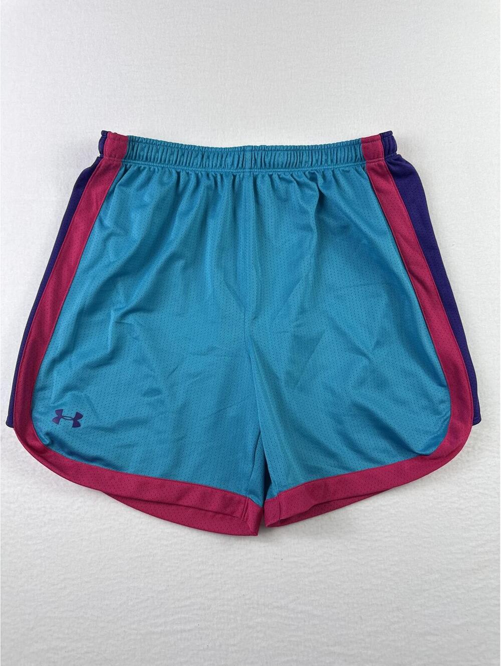 Under Armour HeatGear Athletic Shorts Blue Pink Women's Size S